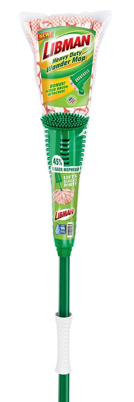 Libman Heavy-Duty Wonder 1228 Wet Mop, Quick Connect Mop Connection, Microfiber Mop Head, White Mop Head, Steel Handle