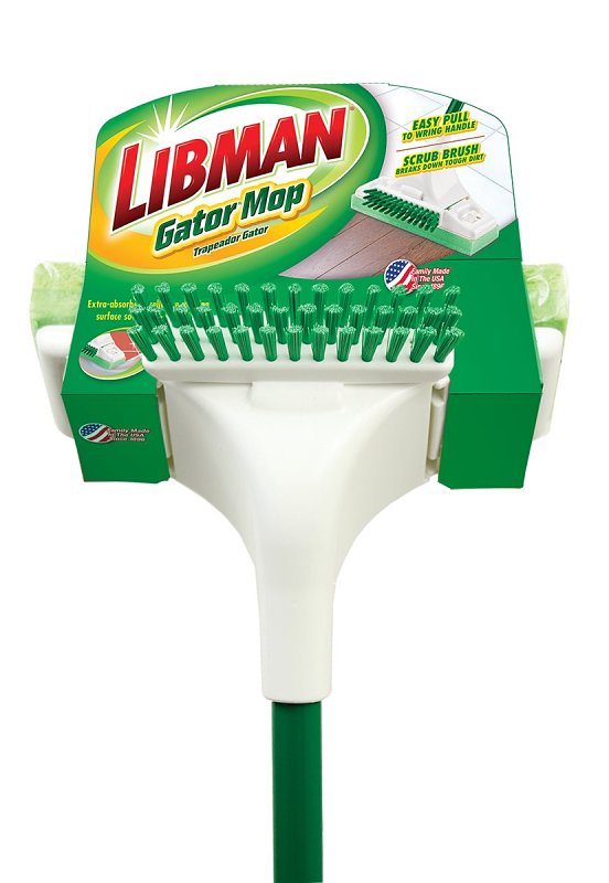 Libman Gator Series 3020 Mop, 57-1/2 in OAL, Sponge Mop Head, Clip-On, Steel Handle