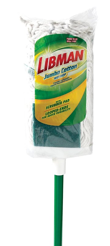 Libman 121 Wet Mop, 58-3/4 in L, Cotton Mop Head, Steel Handle