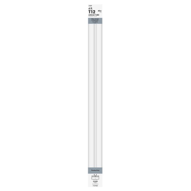 Feit Electric F40CWX/2 Fluorescent Bulb, 40 W, T12 Lamp, G13 Lamp Base, 2600 Lumens, 4100 K Color Temp