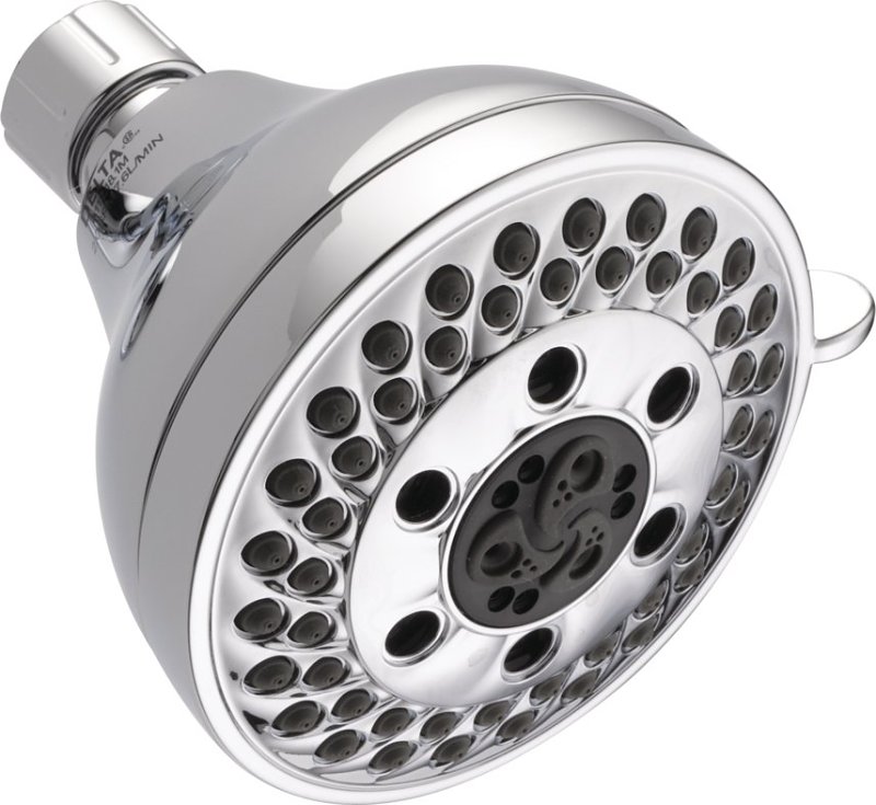 Delta 75569C Shower Head, 1.75 gpm, 1/2 in Connection, IPS, 5-Spray Function, Plastic, Chrome, 4-5/32 in Dia