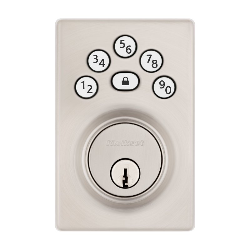 Kwikset Powerbolt 240 Series 992400-004 Keypad Electronic Lock, Contemporary, 3 Grade, Satin Nickel, KW1 Keyway, 1/PK