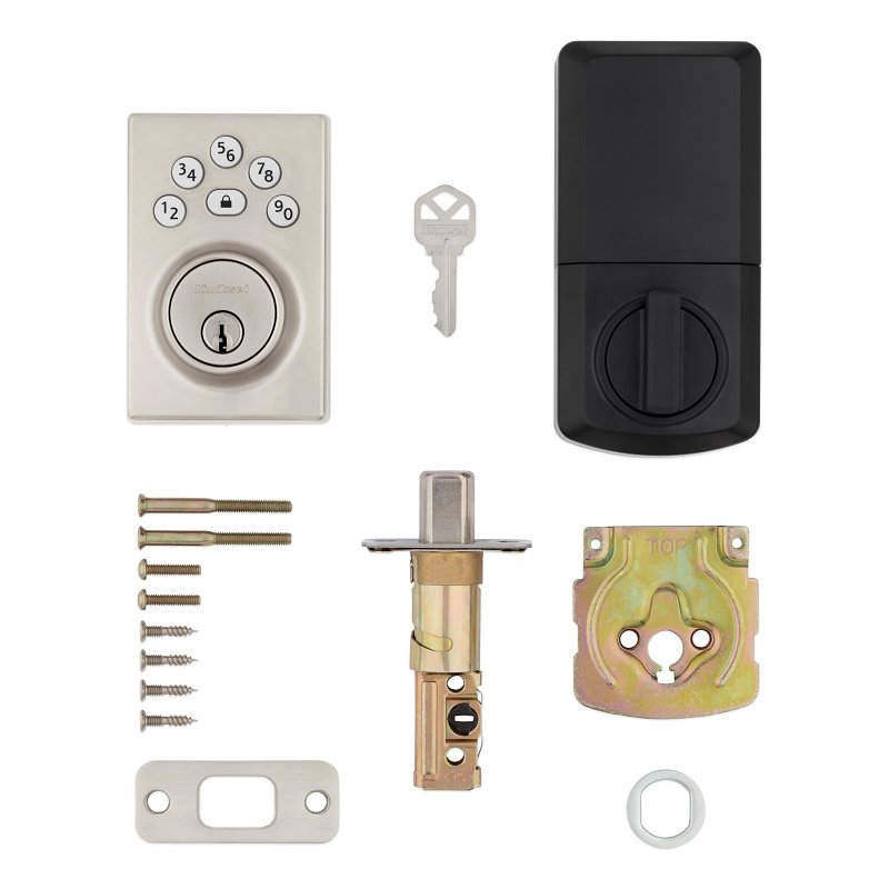 Kwikset Powerbolt 240 Series 992400-004 Keypad Electronic Lock, Contemporary, 3 Grade, Satin Nickel, KW1 Keyway, 1/PK