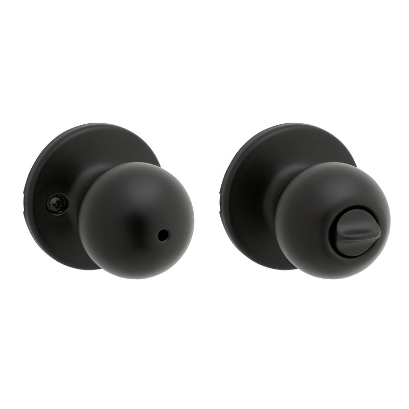 Kwikset 300P 514 CP Privacy Door Lock, Polo, Traditional Design, Knob Handle, Matte Black, Metal, Turn-Piece