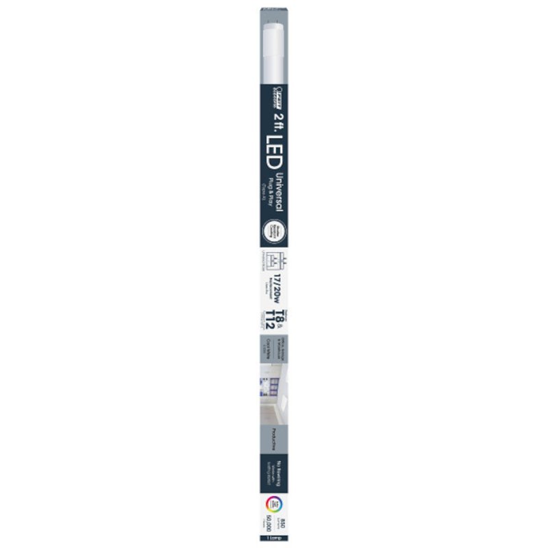 Feit Electric T24/840/LEDG2 Plug and Play LED Light Bulb, Linear, T8/T12 Lamp, 46 W Equivalent, G13 Lamp Base, Frosted