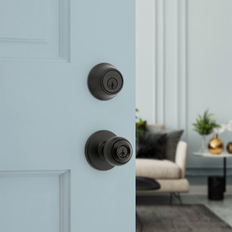Kwikset 96900-449 Door Knob Combo Pack with Deadbolt, Keyed Entry with Turn Lock, Tylo Design, Matte Black, 3 Grade