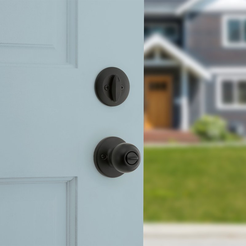 Kwikset 96900-449 Door Knob Combo Pack with Deadbolt, Keyed Entry with Turn Lock, Tylo Design, Matte Black, 3 Grade