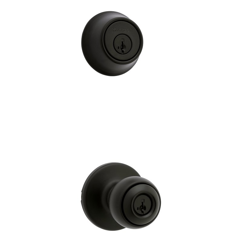 Kwikset 96900-449 Door Knob Combo Pack with Deadbolt, Keyed Entry with Turn Lock, Tylo Design, Matte Black, 3 Grade
