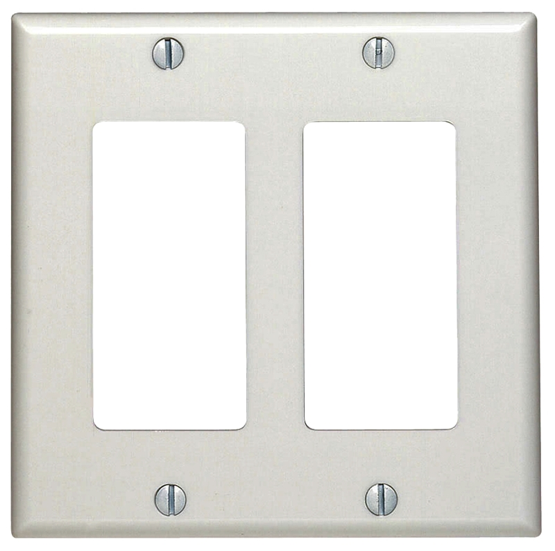 Leviton 80409-NW Wallplate, 4-1/2 in L, 4.56 in W, 2 -Gang, Nylon, White