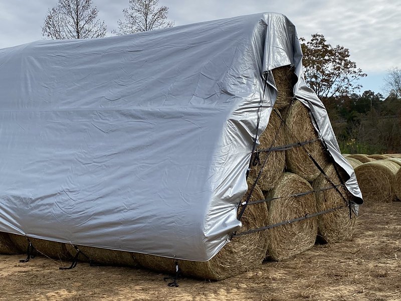 Dize Weathermaster HD2848 Hay Bale Cover, 28 ft L, 48 ft W, Polyethylene, Black/Silver