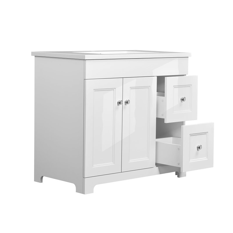 Luxo Marble Classic Series CLASSIC 3722 Bathroom Vanity, MDF, Lacquered White, Free-Standing Installation, 1-Sink