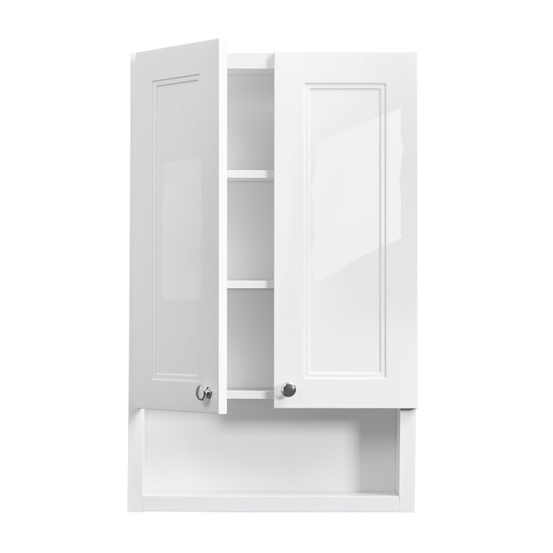 Luxo Marble CLASSIC C2235 Bathroom Wall Cabinet with (2) Shaker-Style Doors and (1) Open Bottom Shelf, 2-Door