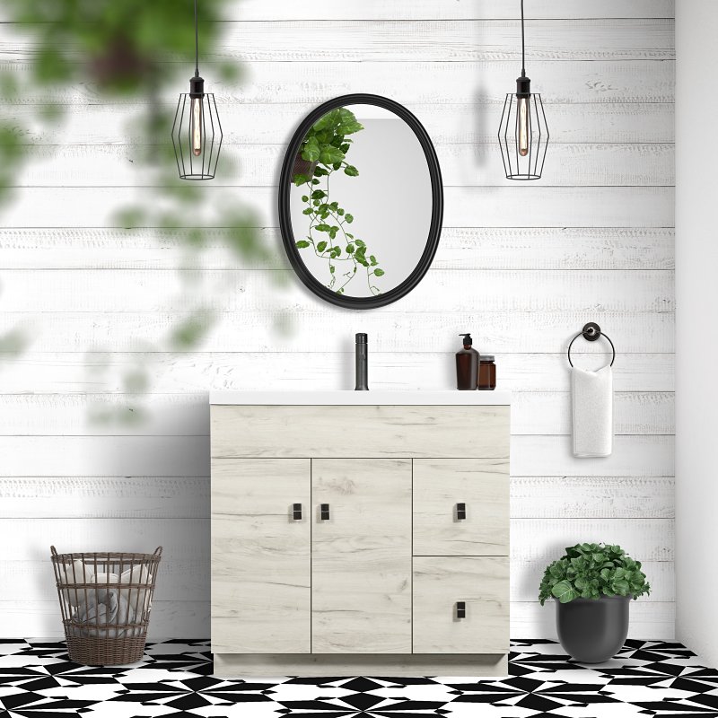 Luxo Marble Eco Series ECO 3722 MAG OLDW Bathroom Vanity, 37 in W Cabinet, 21-1/4 in D Cabinet, 31-3/4 in H Cabinet