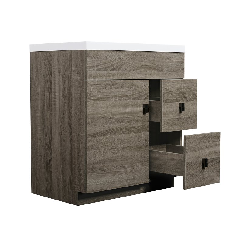Luxo Marble Eco Series ECO 3122 MAG B Bathroom Vanity, 30-1/4 in W Cabinet, 21-1/4 in D Cabinet, Melamine Linen, Brown