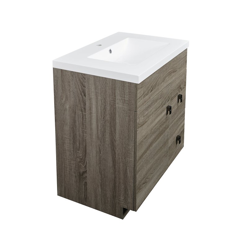 Luxo Marble Eco Series ECO 3122 MAG B Bathroom Vanity, 30-1/4 in W Cabinet, 21-1/4 in D Cabinet, Melamine Linen, Brown