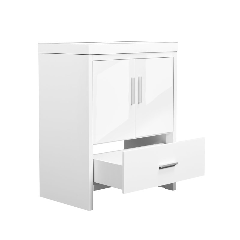 Luxo Marble SMALLY 2419 W Bathroom Vanity, 21-1/2 in W Cabinet, 22-1/8 in D Cabinet, MDF, White, 1-Sink, Marble Sink