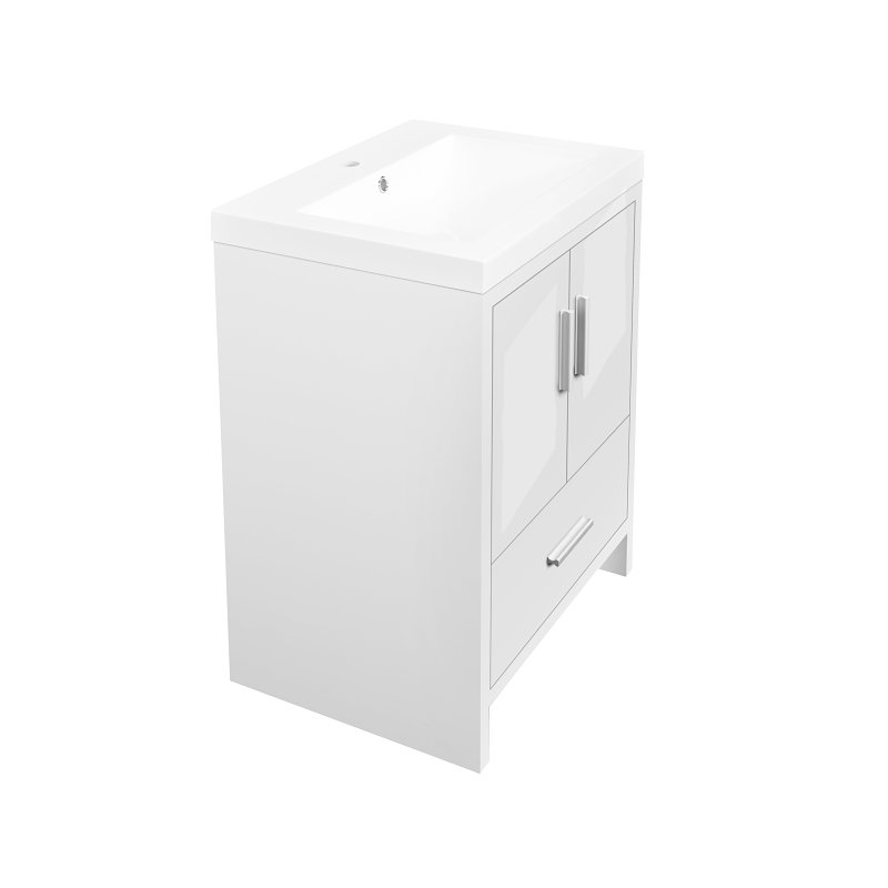 Luxo Marble SMALLY 2419 W Bathroom Vanity, 21-1/2 in W Cabinet, 22-1/8 in D Cabinet, MDF, White, 1-Sink, Marble Sink