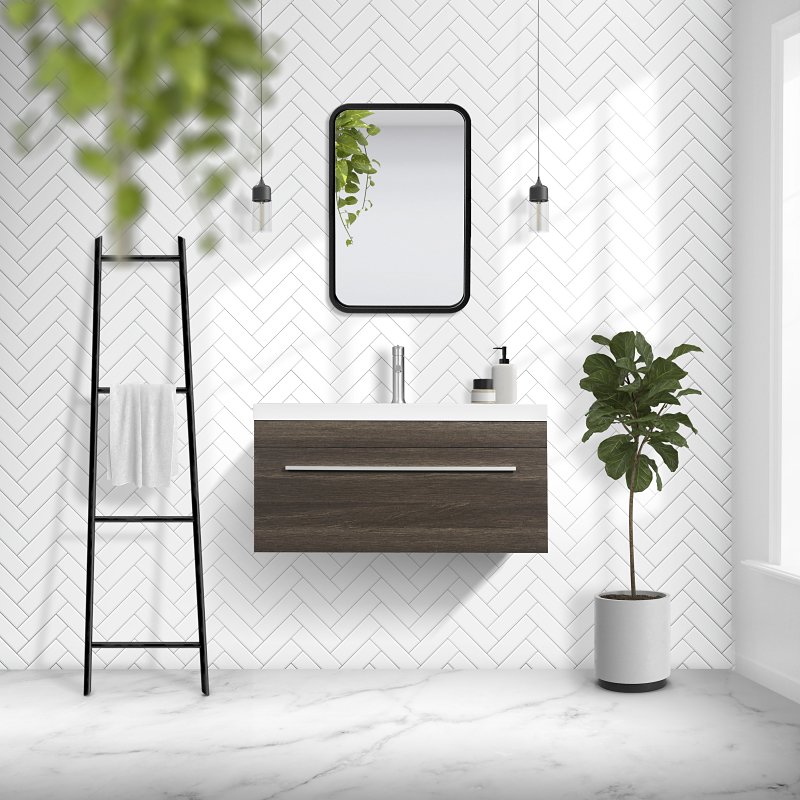Luxo Marble Relax Series RELAX V90 A Bathroom Vanity, 35-1/2 in W Cabinet, 19 in D Cabinet, 15-3/4 in H Cabinet, Alamo