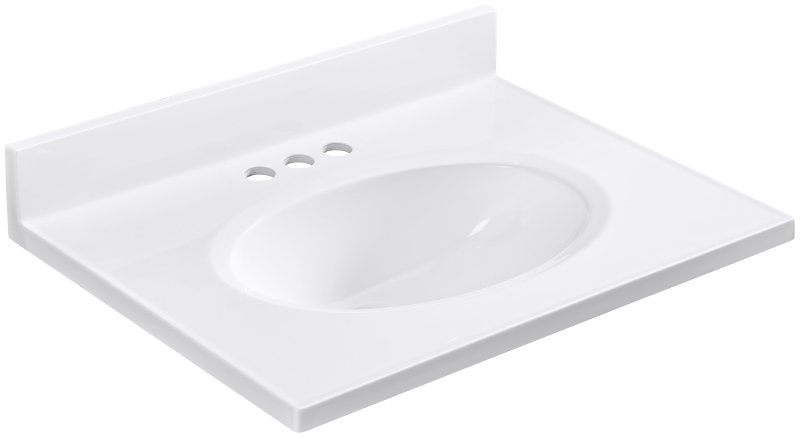 Luxo Marble OV POVA2519-4-S Sink, 25 in OAL, 19 in OAW, Synthetic Marble, Oval Bowl