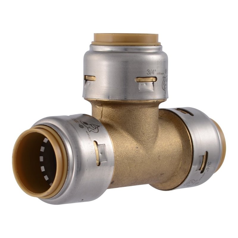 SharkBite Max UR370A Pipe Tee, 3/4 in, Push-to-Connect, DZR Brass, 250 psi Pressure