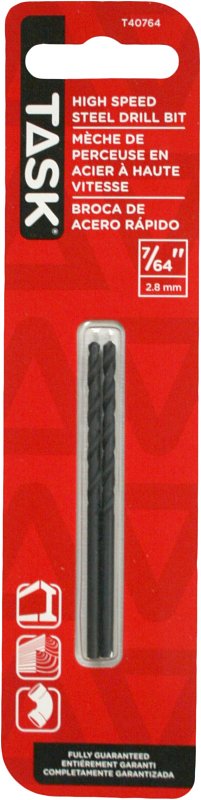 Task T40764 Drill Bit, 7/64 in Dia, 2/PK