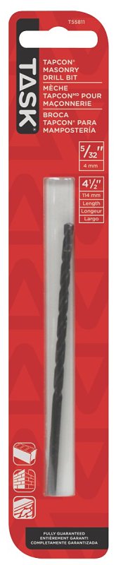 Task T55811 Rotary Drill Bit, 5/32 in Dia, 4-1/2 in OAL, Percussion, Flat Shank