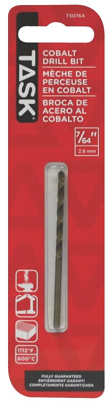 Task T50764 Drill Bit, 7/64 in Dia, 1/PK