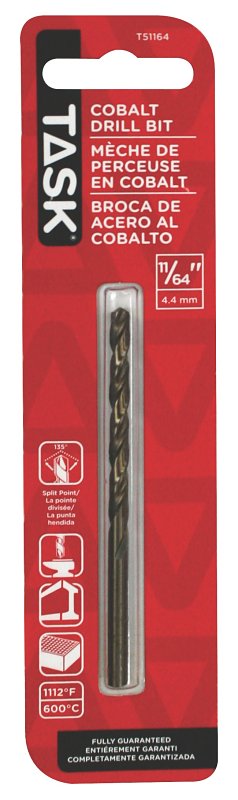 Task T51164 Drill Bit, 11/64 in Dia, 1/PK