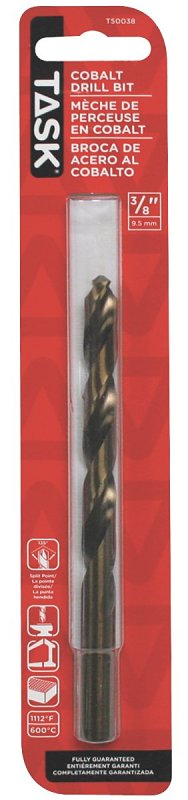 Task T50038 Drill Bit, 3/8 in Dia, 1/PK