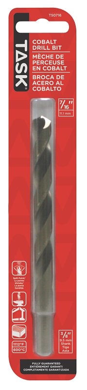 Task T50716 Drill Bit, 7/16 in Dia, 3/8 in Dia Shank, Reduced Shank, 1/PK