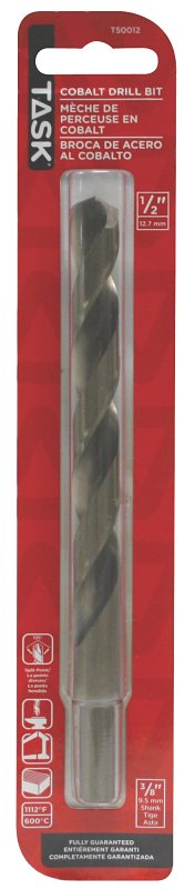 Task T50012 Drill Bit, 1/2 in Dia, 3/8 in Dia Shank, Reduced Shank, 1/PK