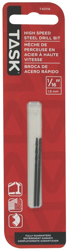 Task T40116 Drill Bit, 1/16 in Dia, 2/PK