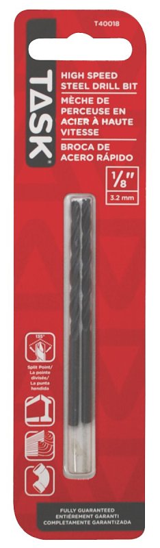 Task T40018 Drill Bit, 1/8 in Dia, 3/8 in Dia Shank, Reduced Shank