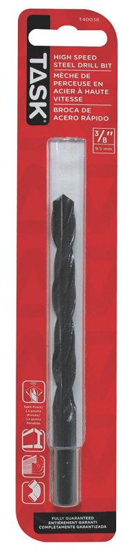 Task T40038 Drill Bit, 3/8 in Dia, 3/8 in Dia Shank, Reduced Shank