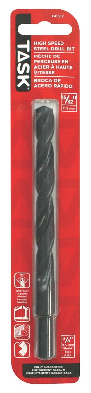 Task T41532 Drill Bit, 15/32 in Dia, 3/8 in Dia Shank, Reduced Shank, 1/PK