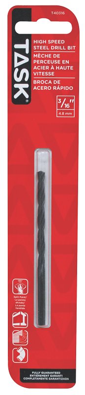 Task T40316 Drill Bit, 3/16 in Dia, 1/PK
