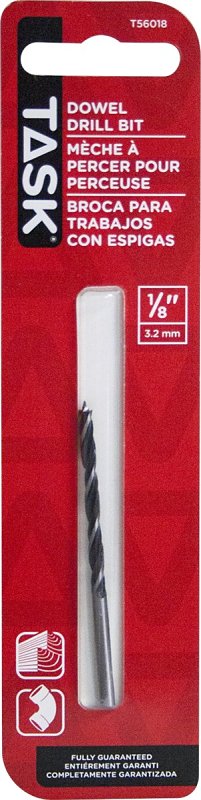 Task T56018 Dowel Drill Bit, 1/8 in Dia, Wide Flute