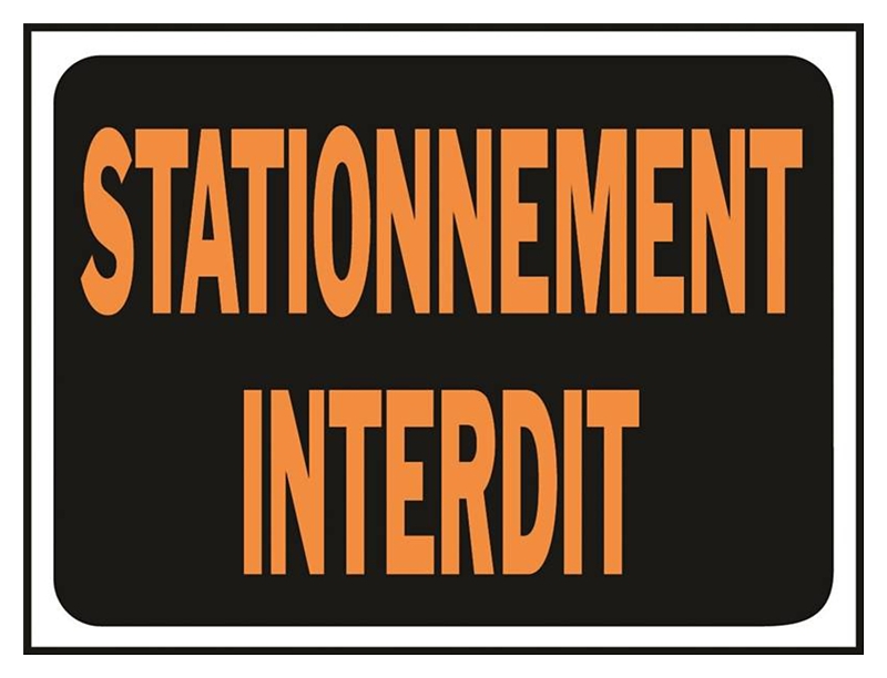 Hy-Ko 3088 Weather-Resistant Sign, STATIONNEMENT INTERDIT, Orange Legend, Black Background, Plastic