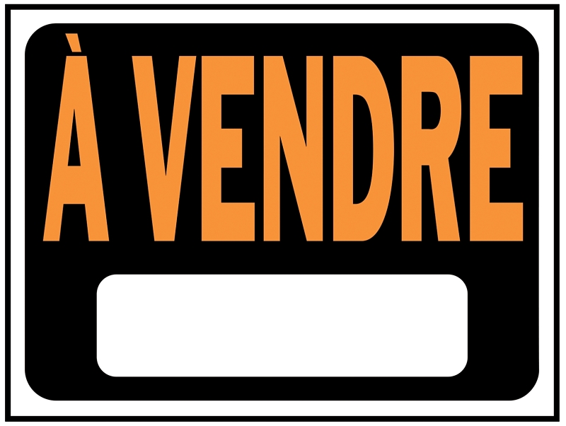 Hy-Ko 3091 Weather-Resistant Sign, A VENDRE, Orange Legend, Black Background, Plastic, 8-1/2 in L x 12 in W Dimensions