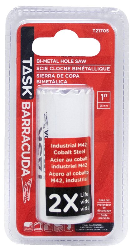 Task T21705 Hole Saw, 1 in Dia, 1-7/8 in D Cutting, Carbon Steel Cutting Edge