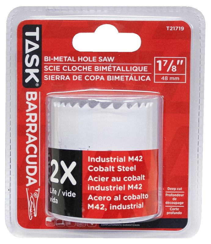 Task T21719 Hole Saw, 1-7/8 in Dia, Bi-Metal Cutting Edge