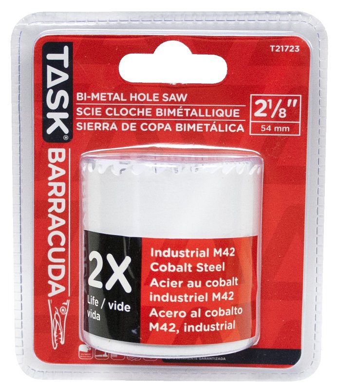 Task T21723 Hole Saw, 2-1/8 in Dia, 1-7/8 in D Cutting, Carbon Steel Cutting Edge