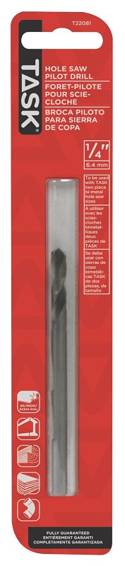 Task T22081 Pilot Drill Bit, 7/16 in Shank, 1/4 in Dia Bit, Hex Shank