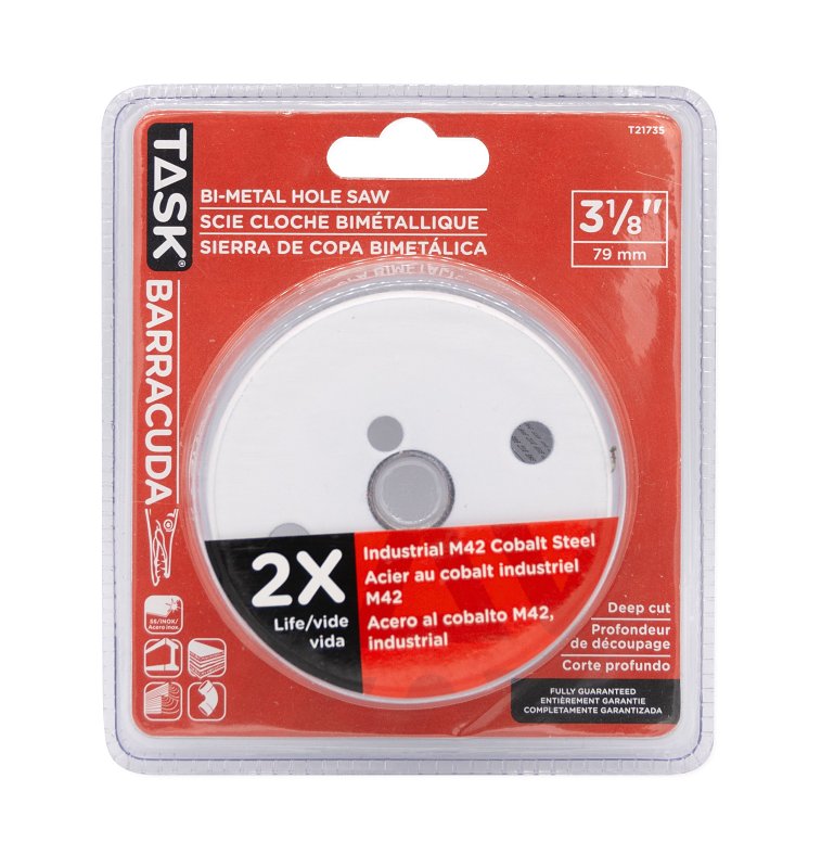 Task T21735 Hole Saw, 3-1/8 in Dia, Bi-Metal Cutting Edge