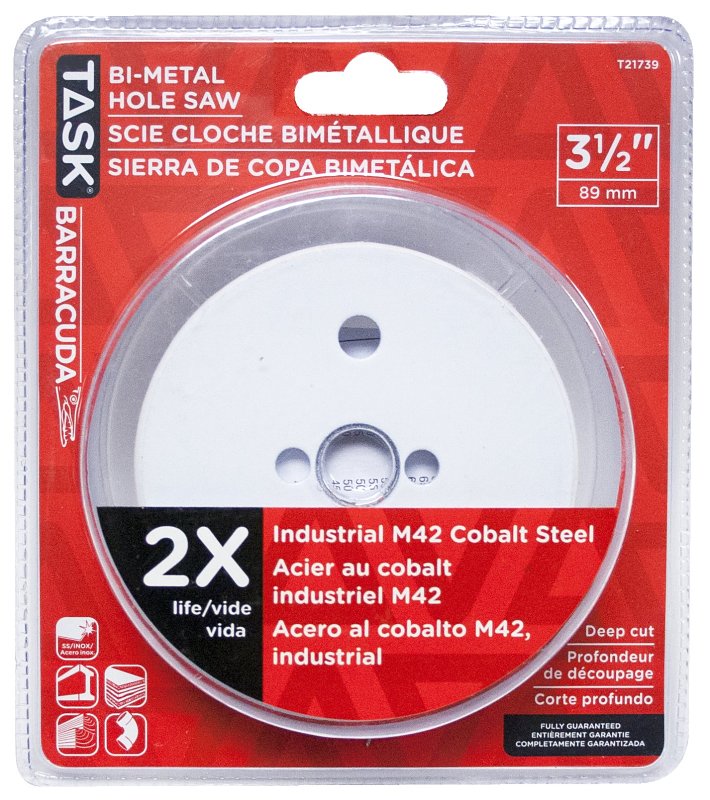 Task T21739 Hole Saw, 3-1/2 in Dia, 1-7/8 in D Cutting, Carbon Steel Cutting Edge