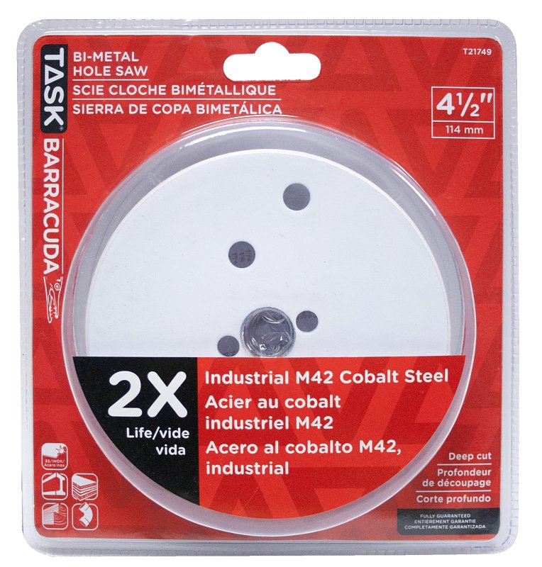 Task T21749 Hole Saw, 4-1/2 in Dia, Bi-Metal Cutting Edge