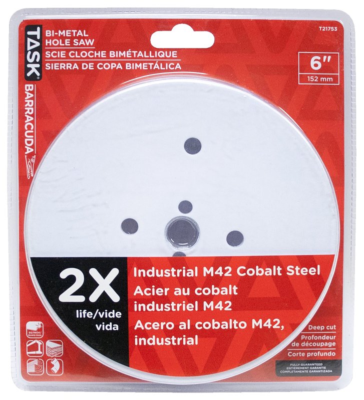 Task T21753 Hole Saw, 6 in Dia, Bi-Metal Cutting Edge