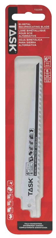 Task T22208 Reciprocating Saw Blade, Applicable Materials: Aluminum, Brass, Copper, Fiberboard, Metal, Plastic, Wood