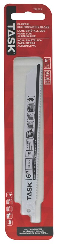 Task T22209 Reciprocating Saw Blade, 6 in L, 10 TPI