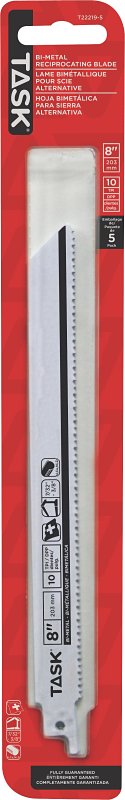 Task T22219-5 Series Reciprocating Blade, 8 in L, 10 TPI, 5/PK